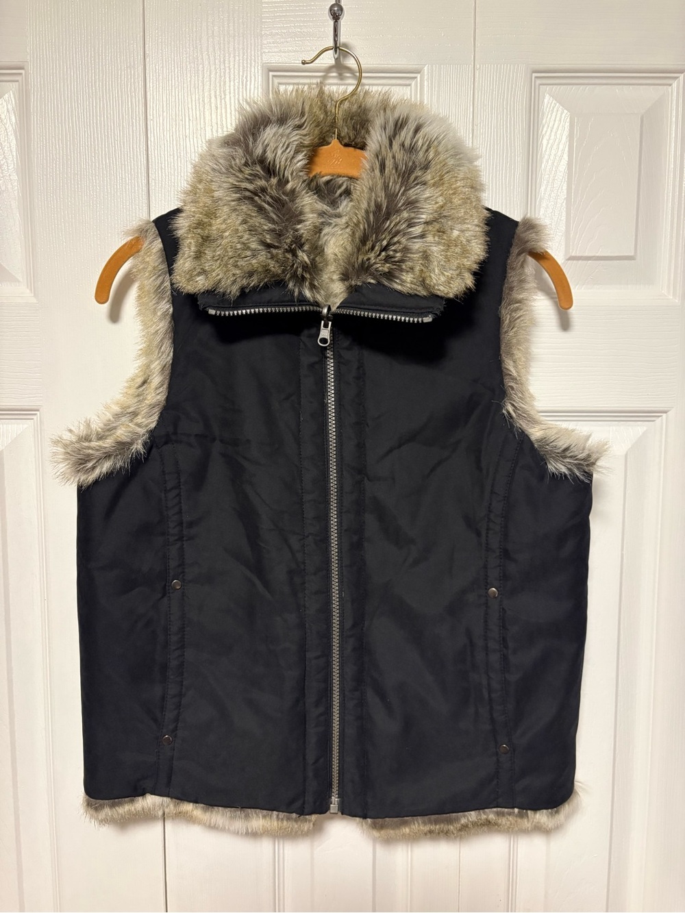 Weatherproof Faux Fur / Black Reversible Vest
